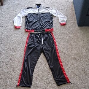 Men's Red, White, and Black Track Suit XL
